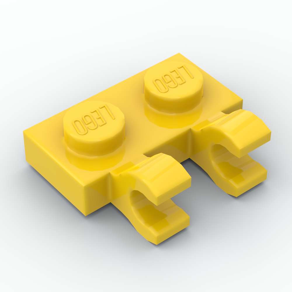 LEGO® Plaque Modifiée 1 x 2 avec 2 Clips Horizontaux – 60470b – Jaune