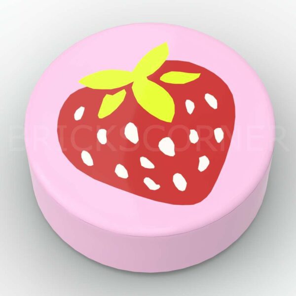 LEGO® Tuile Ronde Décorée 1 x 1 Fraise - 98138pb015 - Rose Clair
