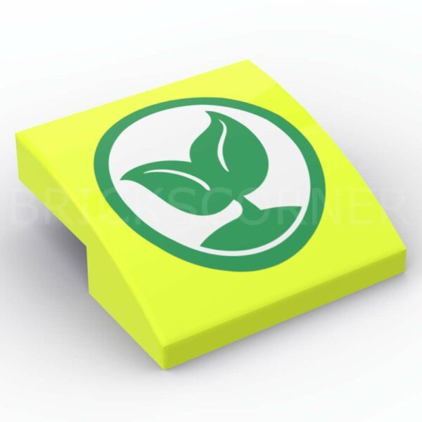 LEGO® Pente Courbe Décorée 2 x 2 motif Plante / Feuille - 15068pb453 - Lime