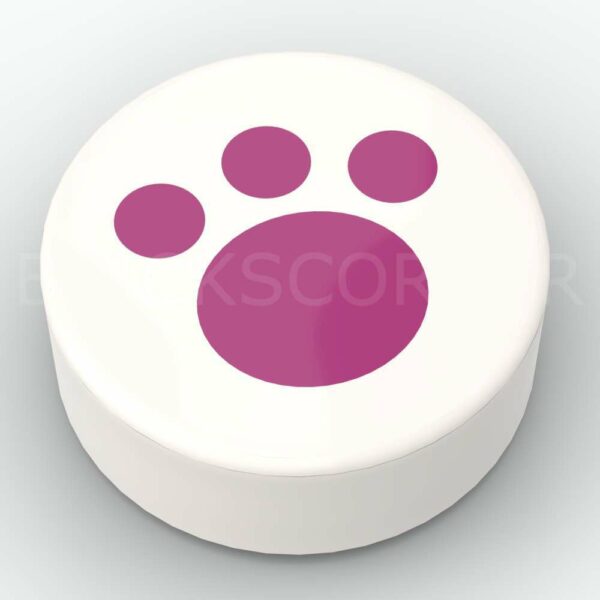 LEGO® Tuile Ronde Décorée 1 x 1 Empreinte de Patte de Chien - 98138pb120 - Blanc