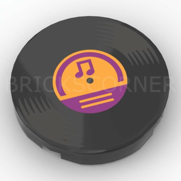 LEGO® Tuile Ronde Décorée 2 x 2 motif Disque / Vinyl - 14769pb571 - Noir