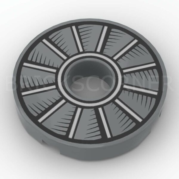LEGO® Tuile Ronde Décorée 2 x 2 motif Ventilateur / Turbine - 15535pb01 - Dark Stone Gray