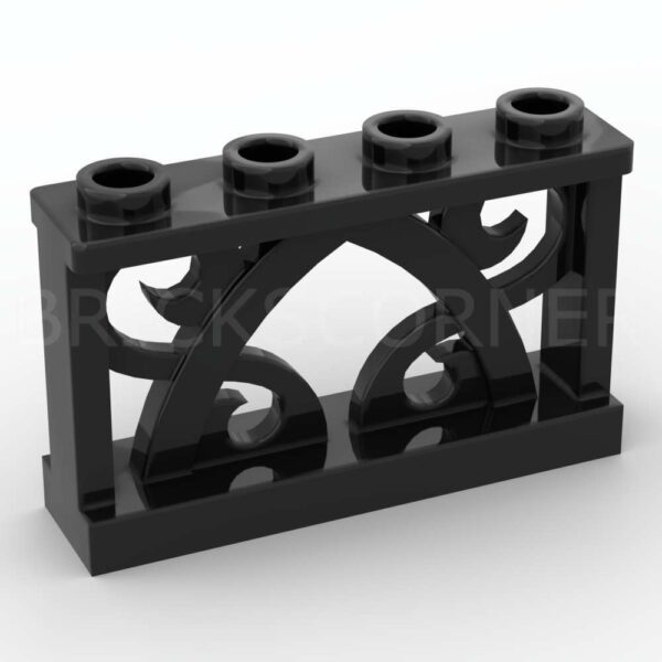 LEGO® Barrière 1 x 4 x 2 avec Ornement / motif Floral  - 19121 - Noir