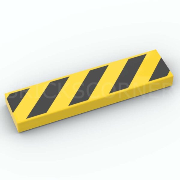 LEGO® Tuile Décorée 1 x 4 Bandes Noires et Jaunes Travaux / Danger - 2431pb0725 - Jaune