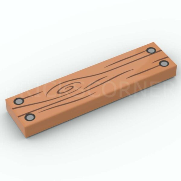 LEGO® Tuile Décorée 1 x 4 Motif Bois / Planche avec 4 Clous - 2431pb652 - Nougat Moyen