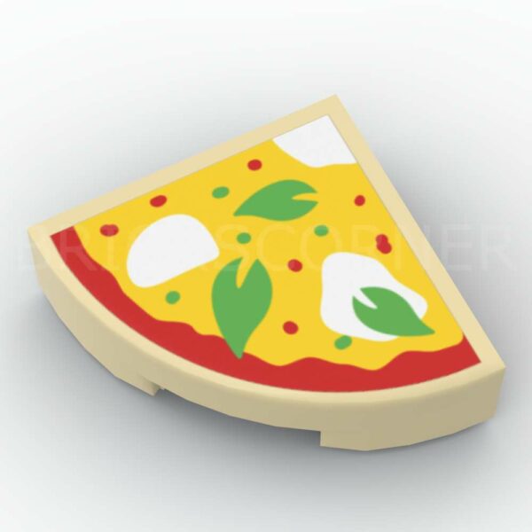 LEGO® Tuile Ronde Décorée 1 x 1 Quart de Cercle Part de Pizza - 25269pb030 - Beige