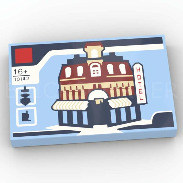 LEGO® Tuile 2 x 3 Décorée au motif du Set Café Corner - 26603pb001 - Bleu Ciel Clair