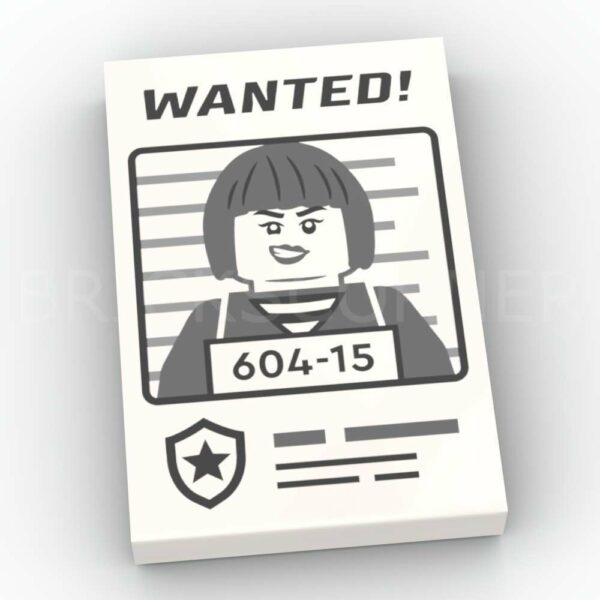 LEGO® Tuile décorée 2 x 3 Recherche Bandit "Wanted 604-15" - 26603pb389 - Blanc