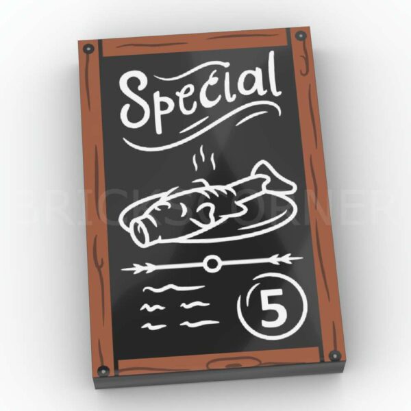 LEGO® Tuile Décorée 2 x 3 motif "Special" Pancarte de Restaurant - 26603pb470 - Noir