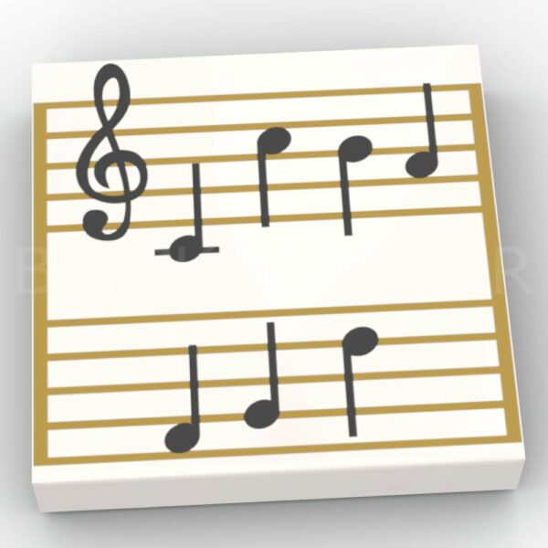 LEGO® Tuile Décorée 2 x 2 Partition / Notes de Musique - 3068pb1291 - Blanc