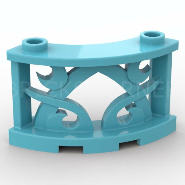 LEGO® Barrière 3 x 3 x 2 Quart de Cercle avec Ornement / motif Floral - 41823 - Azur Moyen