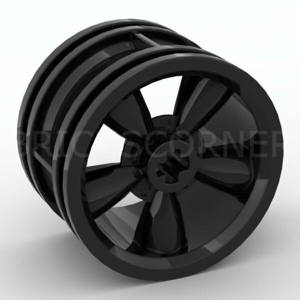 LEGO® Roue / Jante 30.4mm D. x 20mm 5 bâtons Muscle Car - 42716 - Noir
