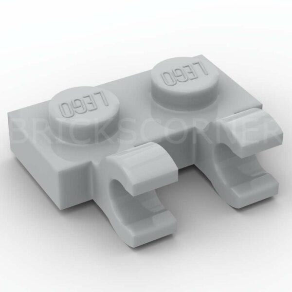 LEGO® Plaque Modifiée 1 x 2 avec 2 Clips Horizontaux - 60470b - Medium Stone Gray