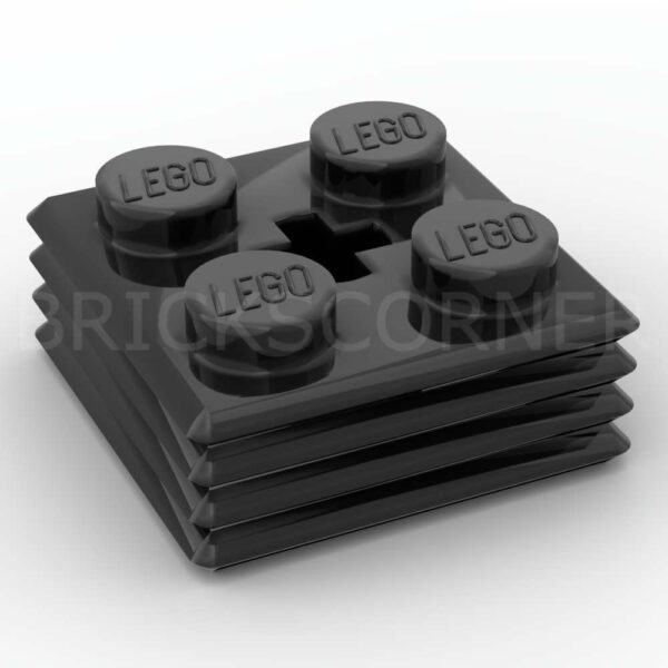 LEGO® Brique Modifiée 2 x 2 x 2/3 Striée avec Trou d'Axe - 71752 - Noir