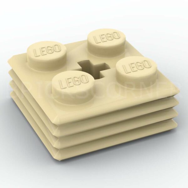 LEGO® Brique Modifiée 2 x 2 x 2/3 Striée avec Trou d'Axe - 71752 - Beige