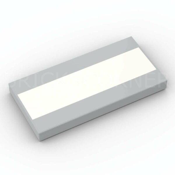 LEGO® Tuile Décorée 2 x 4 avec Bande Blanche - 87079pb0821 - Dark Stone Gray