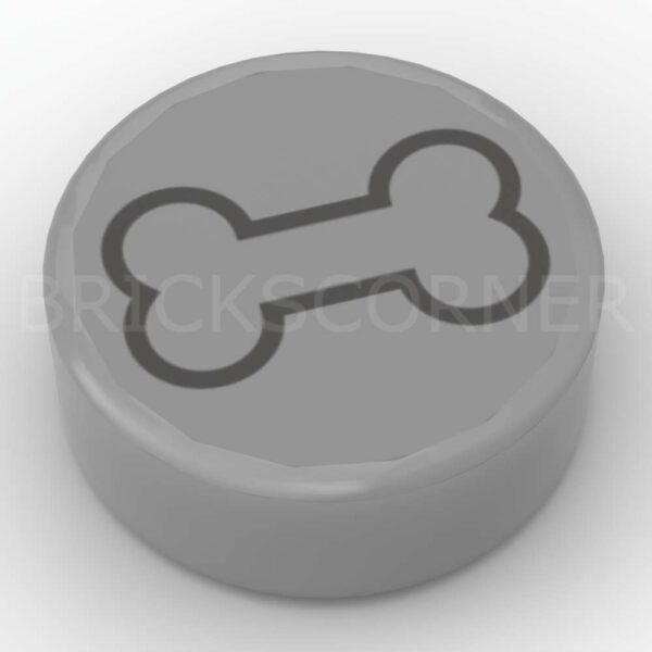 LEGO® Tuile Ronde Décorée 1 x 1 motif Os - 98138pb361 - Flat Silver