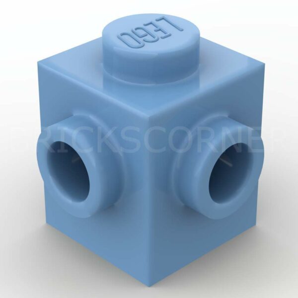 LEGO® Brique Modifiée 1 x 1 tenons sur 2 côtés Adjacents - 26604 - Medium Blue