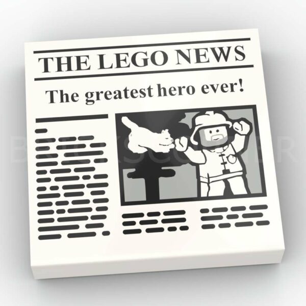 LEGO® Tuile Décorée 2 x 2 Journal / Newspaper "The Greatest hero Ever" - 3068bpb1105 - Blanc