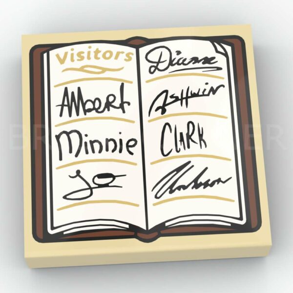 LEGO® Tuile Décorée 2 x 2 Motif Livre Visiteurs avec Signatures - 3068pb1887 - Beige