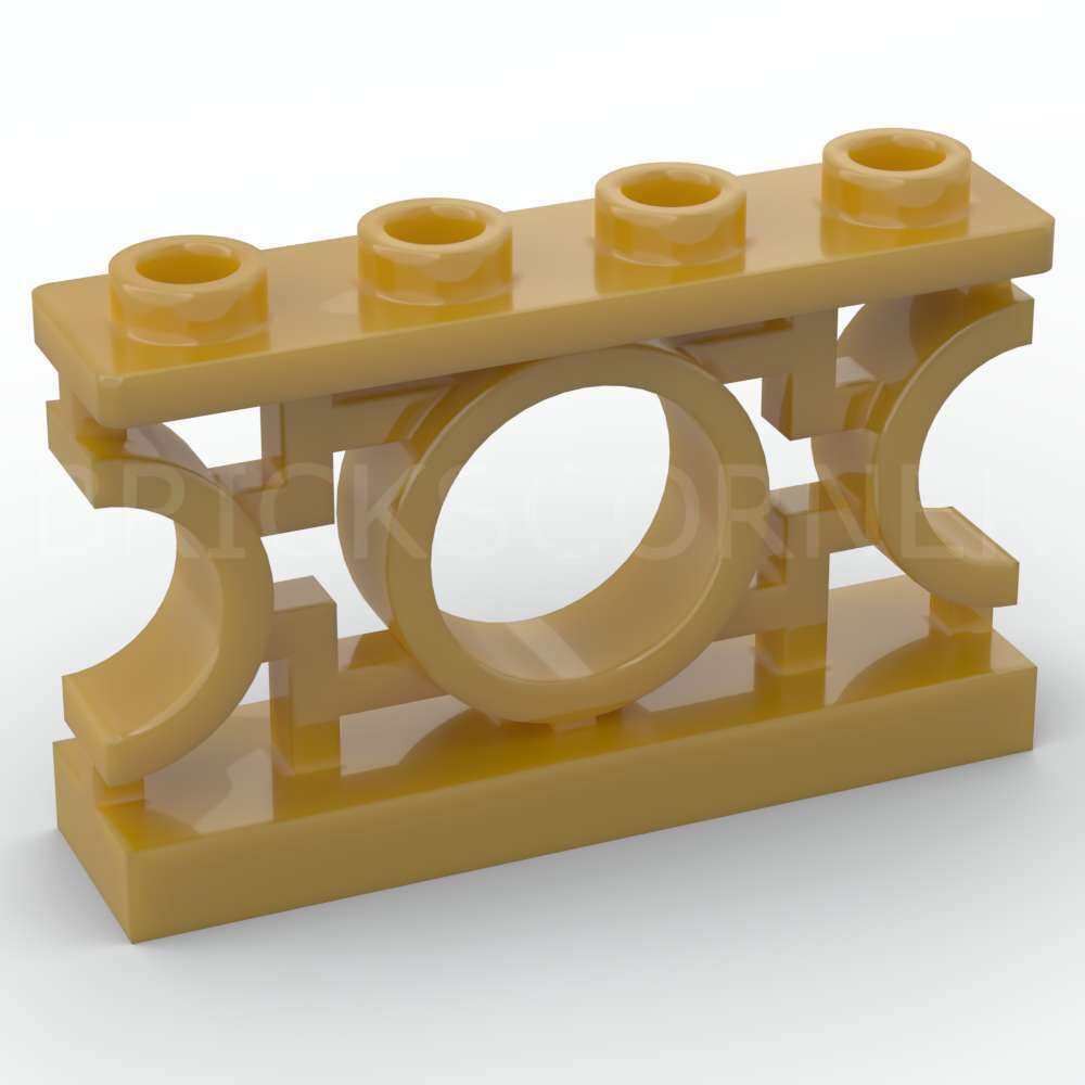 LEGO® Barrière 1 x 4 x 2 avec Ornement / motif Asiatique Rond - 5103 - Doré