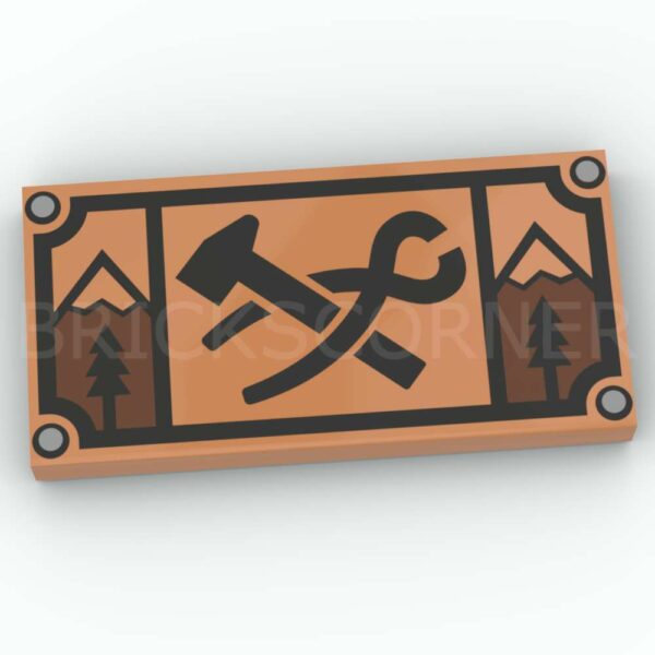 LEGO® Tuile Décorée 2 x 4 Enseigne de Forgeron - 87079pb0871 - Nougat Moyen