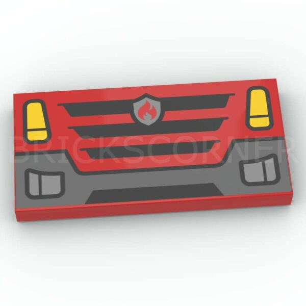 LEGO® Tuile Décorée 2 x 4 Calandre de Camion de Pompiers - 87079pb1233 - Rouge
