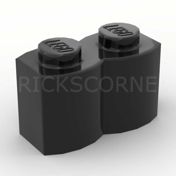 LEGO® Brique Modifiée 1 x 2 Ondulée "Log" Profil Bois - 30136 - Noir