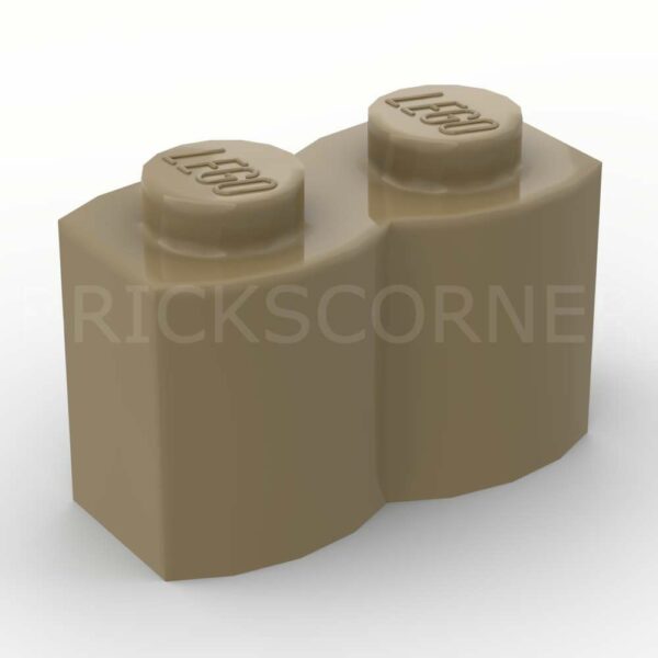 LEGO® Brique Modifiée 1 x 2 Ondulée "Log" Profil Bois - 30136 - Beige Foncé