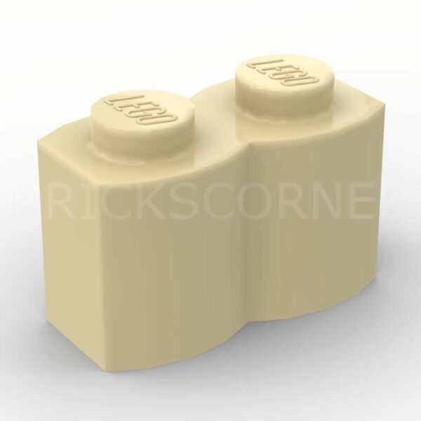 LEGO® Brique Modifiée 1 x 2 Ondulée "Log" Profil Bois - 30136 - Beige
