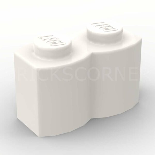 LEGO® Brique Modifiée 1 x 2 Ondulée "Log" Profil Bois - 30136 - Blanc
