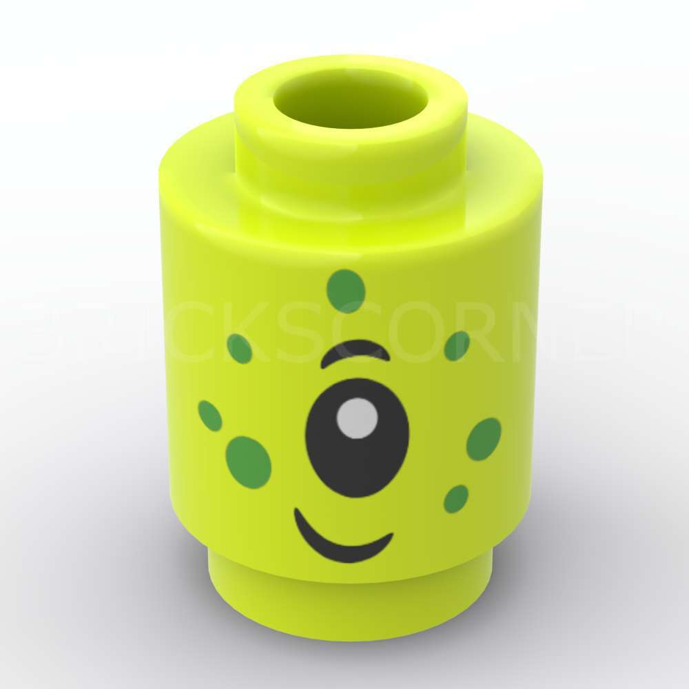 LEGO® Brique Ronde Décorée 1 x 1 Tête d'Alien / Cyclope - 3062pb083 - Lime