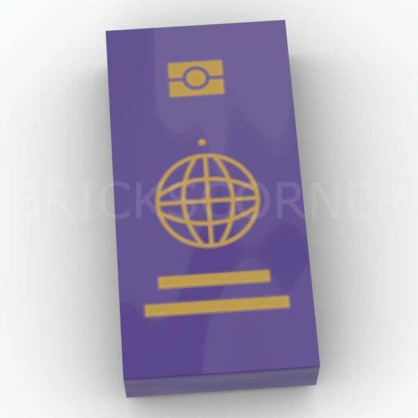 LEGO® Tuile Décorée 1 x 2 Motif Passeport - 3069pb1324  - Violet Foncé