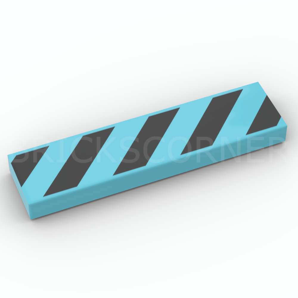 LEGO® Tuile Décorée 1 x 4 Bandes Noires et Jaunes Travaux / Danger - 2431pb0725 - Azur Moyen