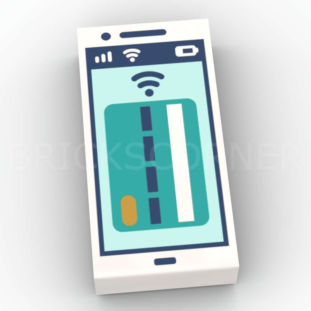 LEGO® Tuile Décorée 1 x 2 Ecran de Smartphone avec Carte de Crédit - 3069pb1062 - Blanc