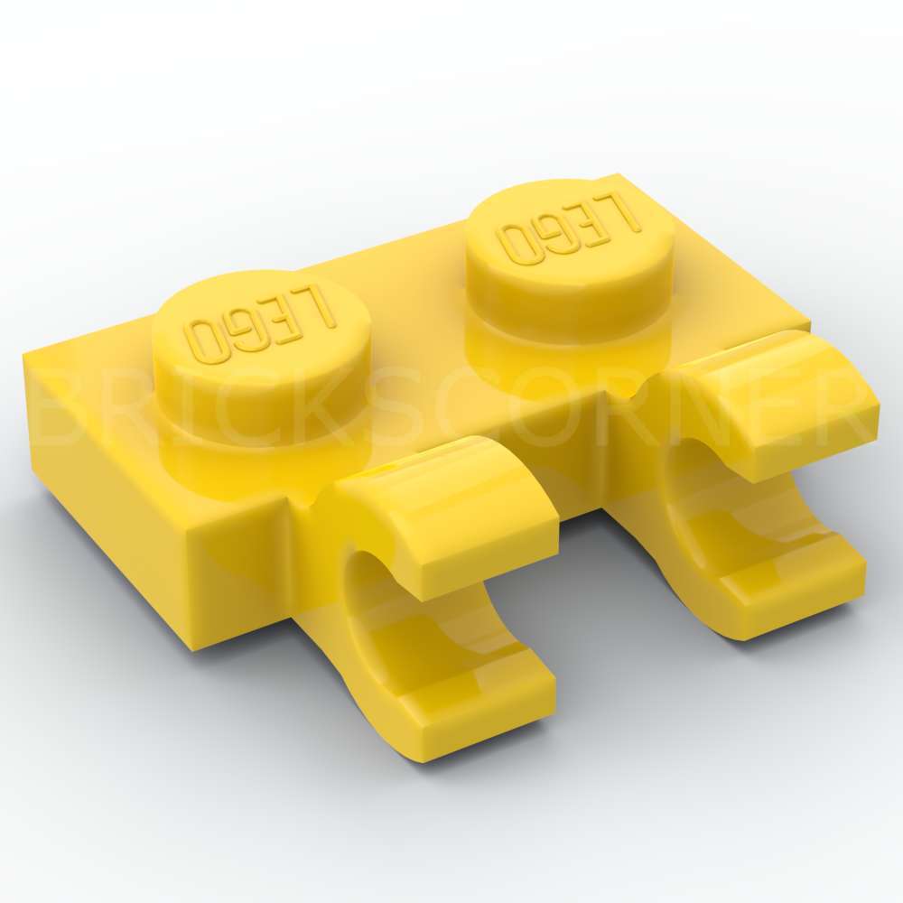 LEGO® Plaque Modifiée 1 x 2 avec 2 Clips Horizontaux - 60470b - Jaune