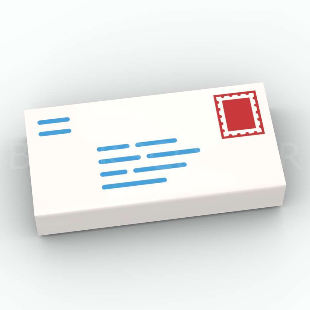 LEGO® Tuile Décorée 1 x 2 Enveloppe / Courrier - 3069pb0851 - Blanc