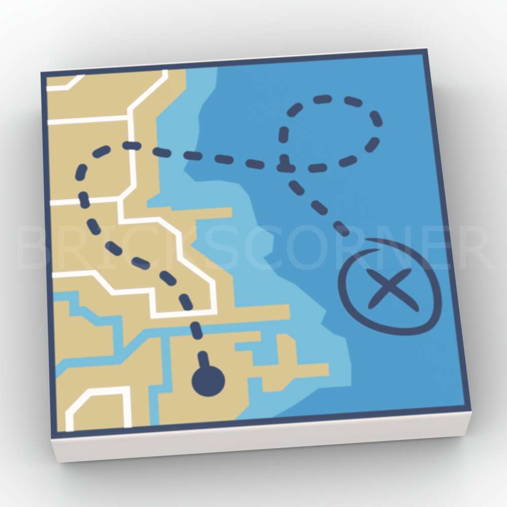 LEGO® Tuile Décorée 2 x 2 Motif Carte au Trésor - 3068bpb2011 - Blanc