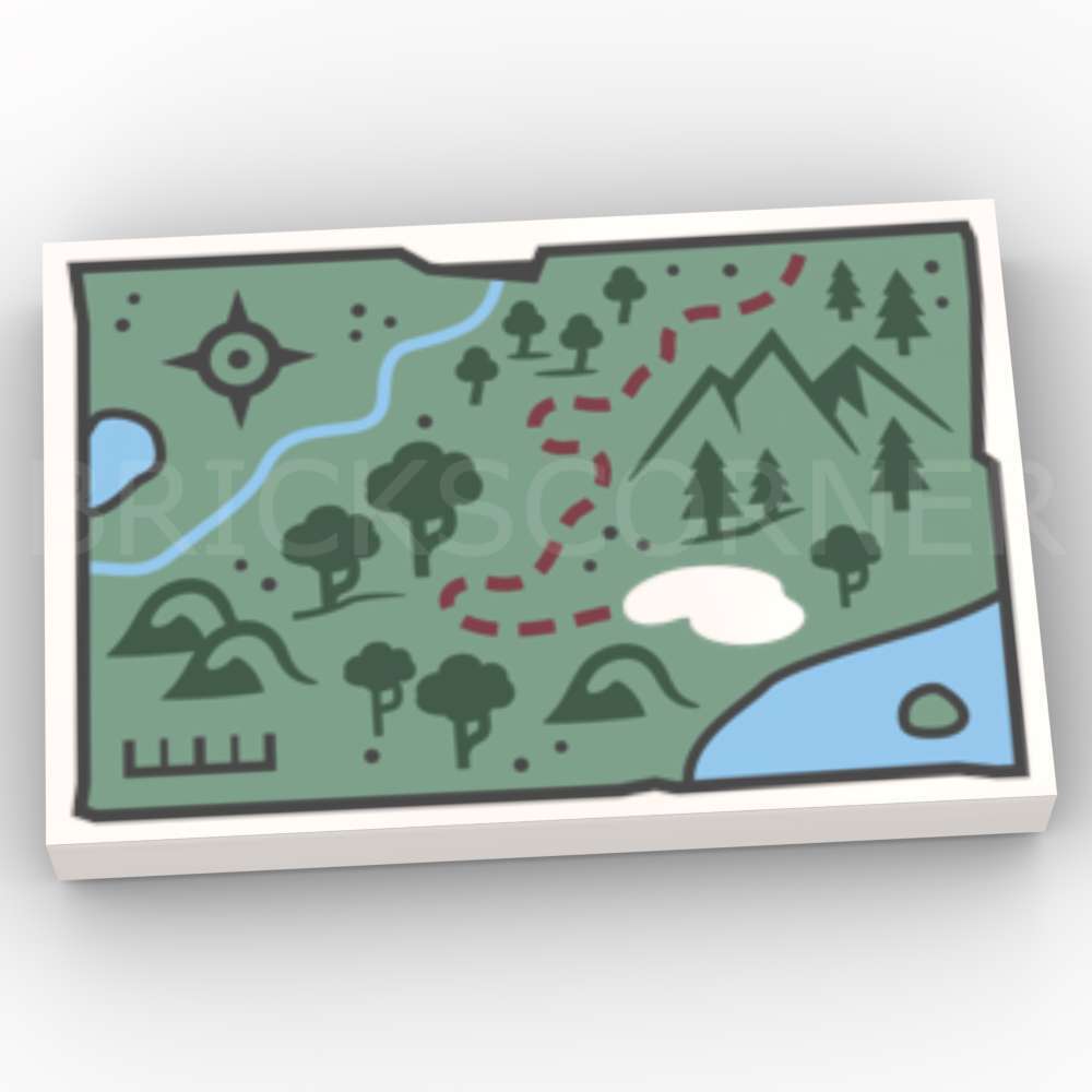 LEGO® Tuile Décorée 2 x 3 Carte de Randonnée - 26603pb498 - Blanc