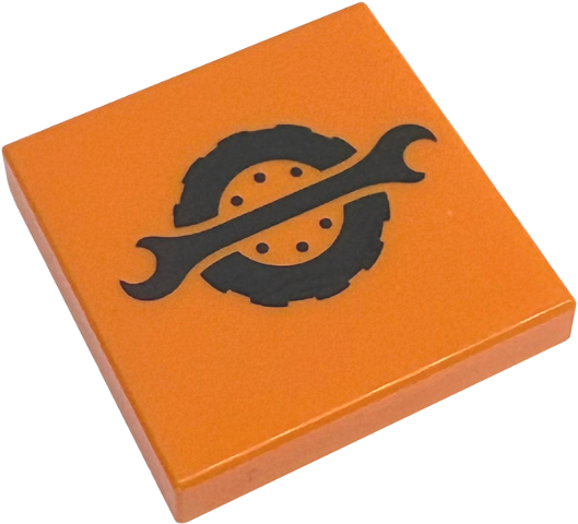LEGO® Tuile Décorée 2 x 2 Enseigne de Garage / Logo de Mécanicien - 3068pb2566 - Orange