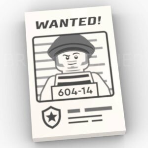 LEGO® Tuile décorée 2 x 3 Recherche Bandit "Wanted 604-14" - 26603pb520 - Blanc