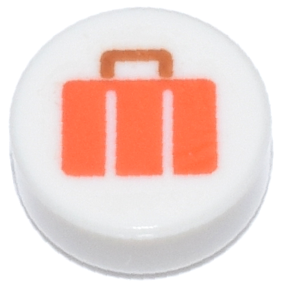 LEGO® Tuile Ronde Décorée 1 x 1 motif de Valise / Bagage - 98138pb435 - Blanc