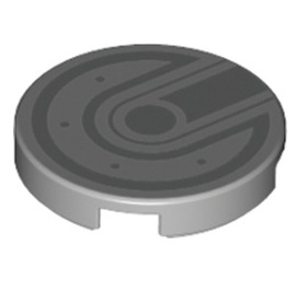 LEGO® Tuile Ronde Décorée 2 x 2 motif Trappe de Réservoir Aviation - 14769pb226 - Medium Stone Gray