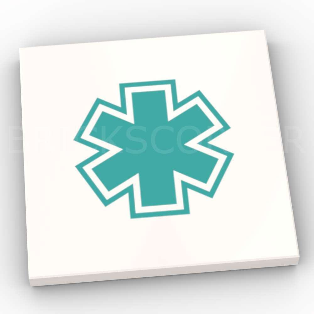 LEGO® Tuile Décorée 4 x 4 motif Secours / Urgence / Ambulance - 1751pb035 - Blanc