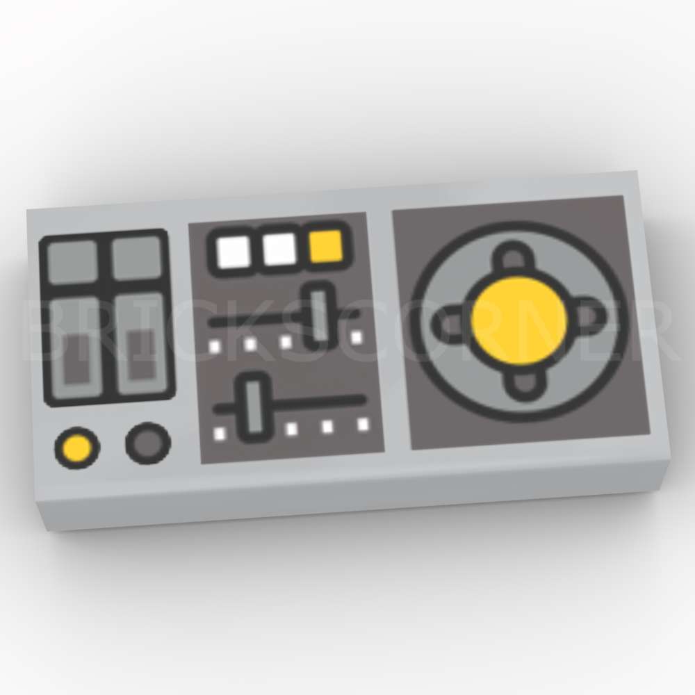 LEGO® Tuile Décorée 1 x 2 Panneau / Pupitre de Contröle - 3069pb0847 - Medium Stone Gray