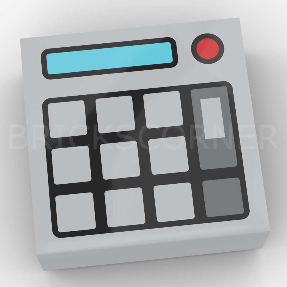 LEGO® Tuile Décorée 1 x 1 Ecran de Calculatrice - 3070pb174 - Medium Stone Gray