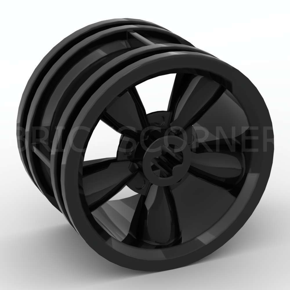 LEGO® Roue / Jante 30.4mm D. x 20mm 5 bâtons Muscle Car - 42716 - Noir