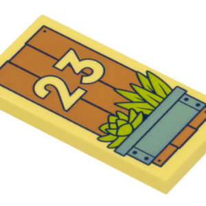 LEGO®Tuile Décorée 2 x 4 Motif Planches Pot de Fleurs et Numéro 23 - 87079pb1234 - Jaune Clair