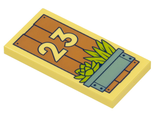 LEGO®Tuile Décorée 2 x 4 Motif Planches Pot de Fleurs et Numéro 23 - 87079pb1234 - Jaune Clair