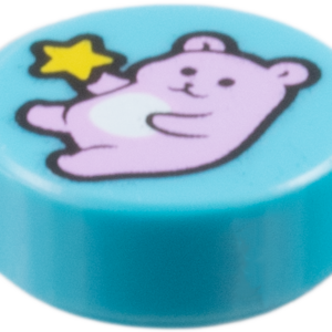 LEGO® Tuile Ronde Décorée 1 x 1 motif Teddy Bear / Nounours / Doudou - 98138pb454 - Azur Moyen